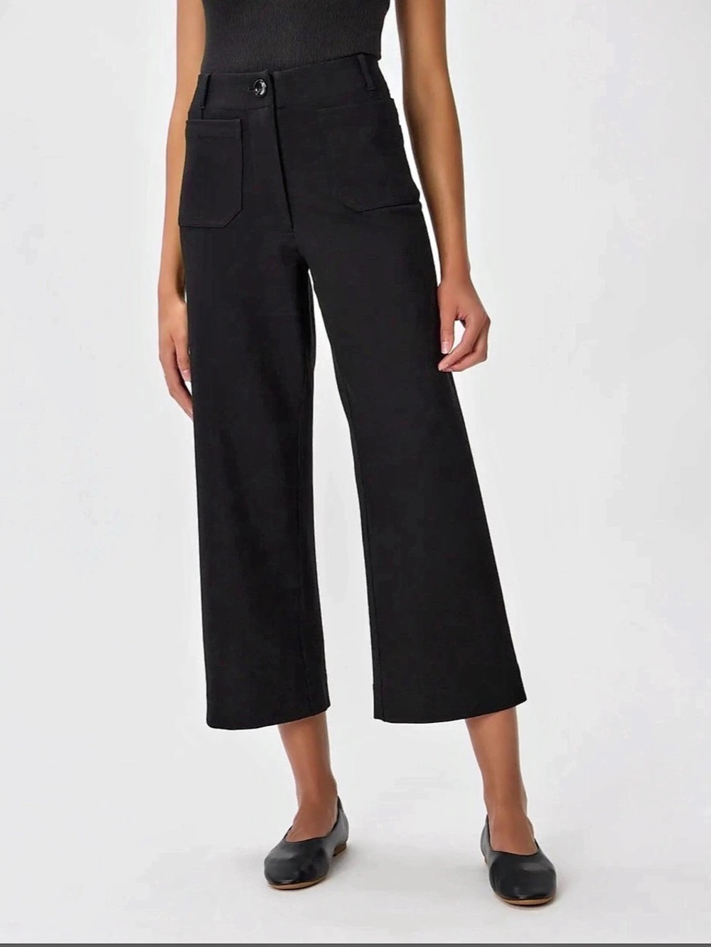 Quince UltraStretch Ponte Cropped Wide Leg Pant Wide Leg Ponte Pants in Black 6